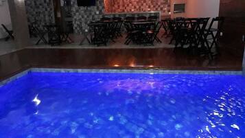 Indoor pool, sun loungers