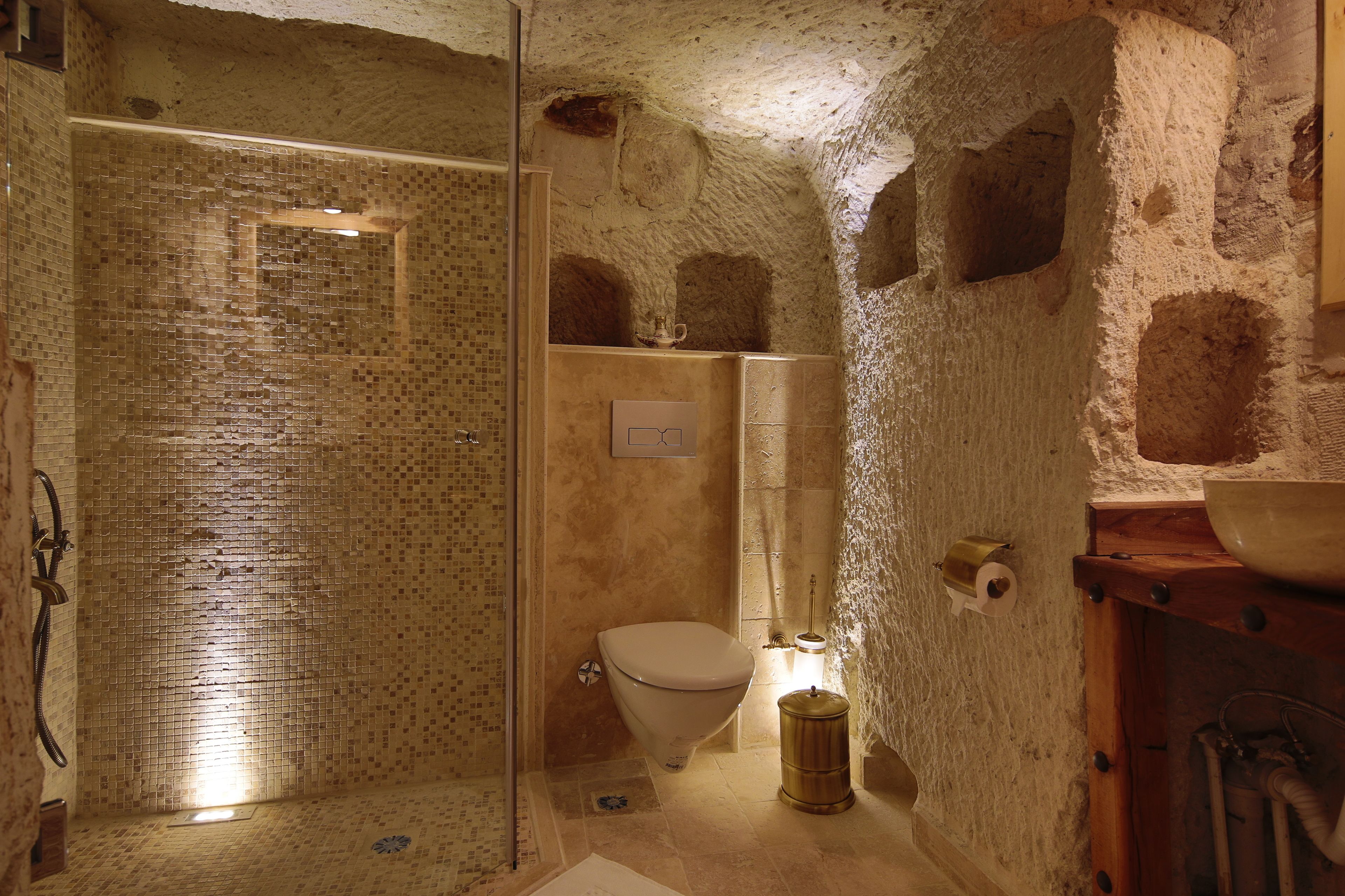 deluxe fairy chimney | bathroom | separate bathtub and shower, deep-soaking bathtub, free toiletries