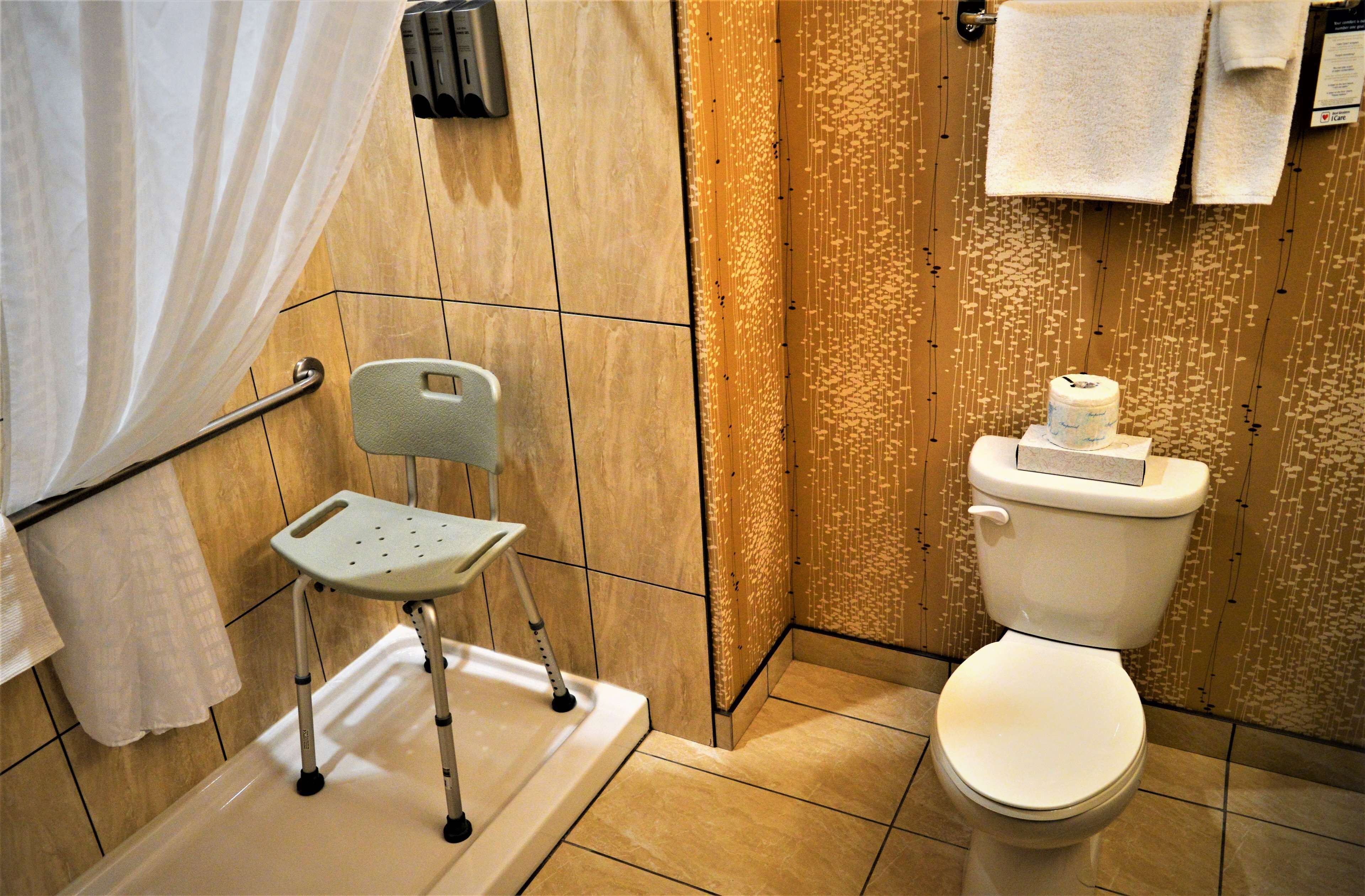 free toiletries, hair dryer, towels