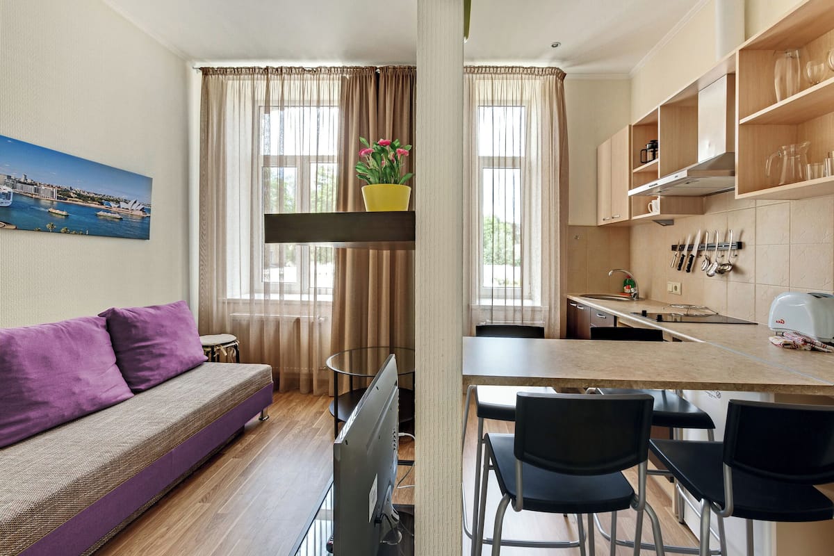 Business Apartment, 1 Bedroom, Kitchen | Living area | 32-inch flat-screen TV with satellite channels, TV