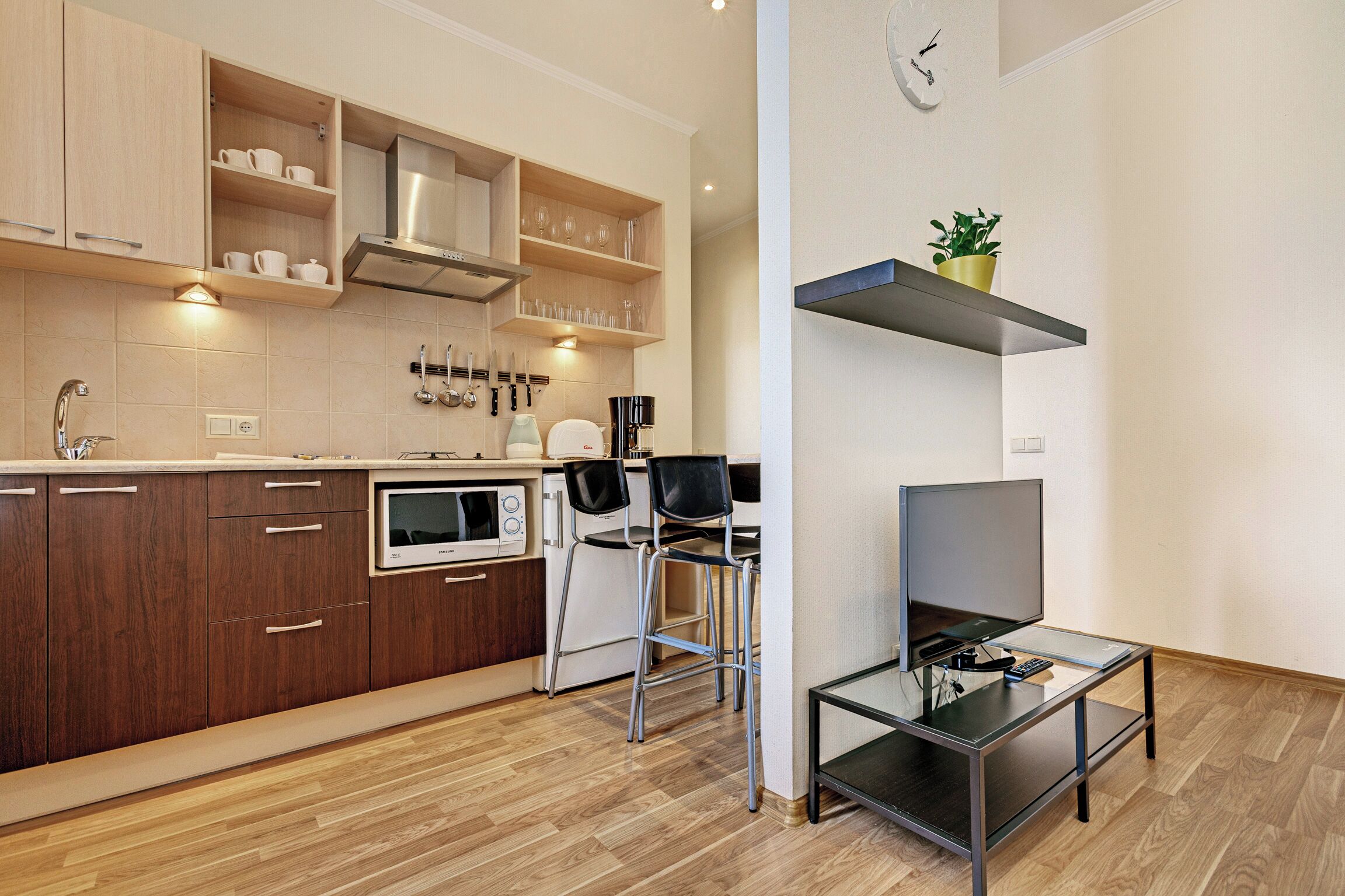 Business Apartment, 1 Bedroom, Kitchen | Private kitchen | Fridge, microwave, coffee/tea maker, electric kettle