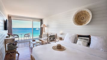 Chambre Double Confort, 1 trÚs grand lit, terrasse, vue océan | Literie de qualité supérieure, minibar, coffres-forts dans les chambres