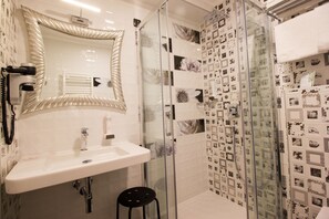 Double Room (with Loggia) | Bathroom | Shower, free toiletries, slippers, towels
