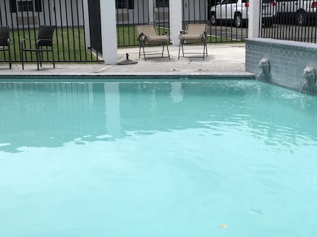 Outdoor pool, sun loungers