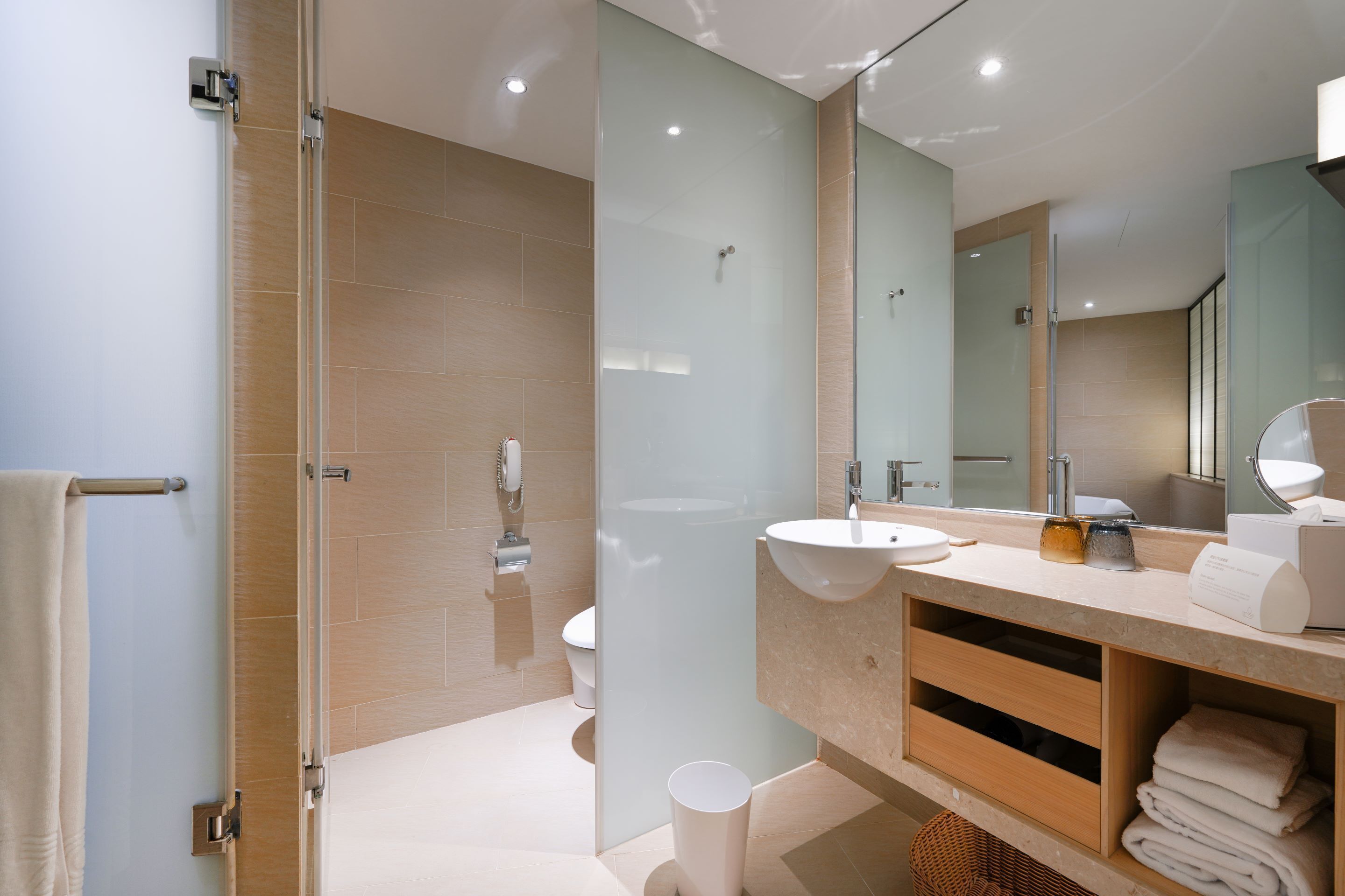 shower, eco-friendly toiletries, hair dryer, slippers