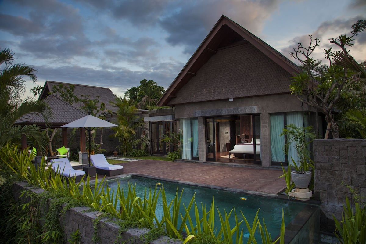 River Private Pool Villa (Free entrance to Bali Zoo) | 1 dormitorio, ropa de cama de alta calidad, minibar y caja fuerte