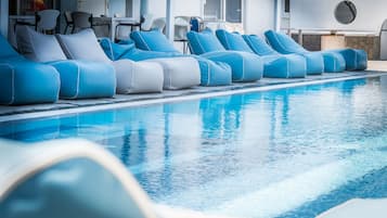 Outdoor pool, open 8:00 AM to 8:00 PM, pool umbrellas, sun loungers
