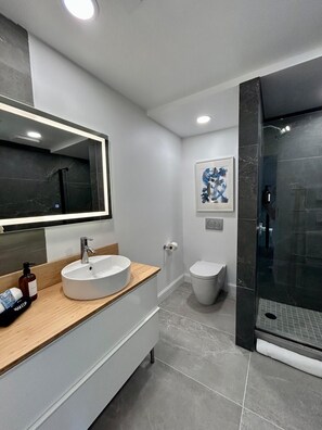 Premium Room | Bathroom | Hair dryer, towels, soap, shampoo - Harbor Inn Self Check-in Hotel (Grand Marais)