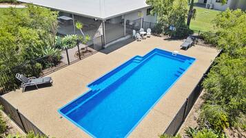 Outdoor pool, pool loungers