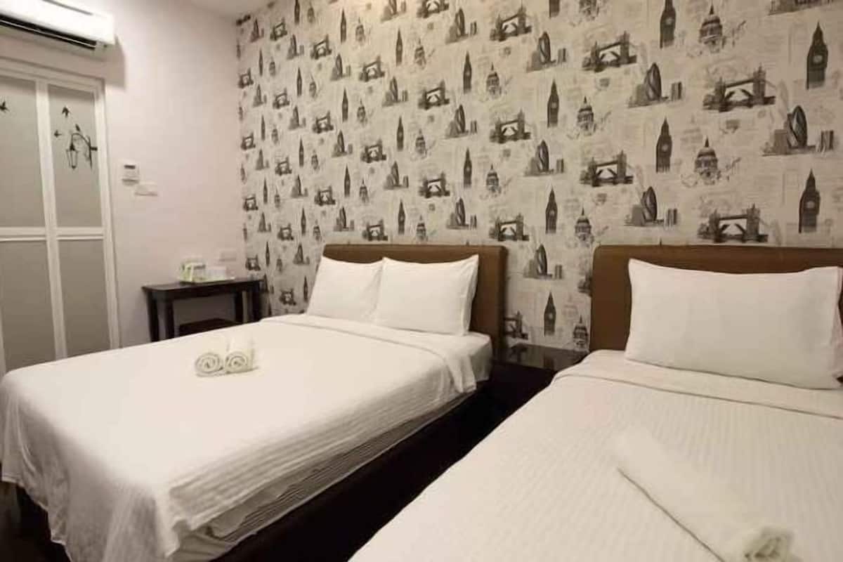 Desk, free WiFi, bed sheets