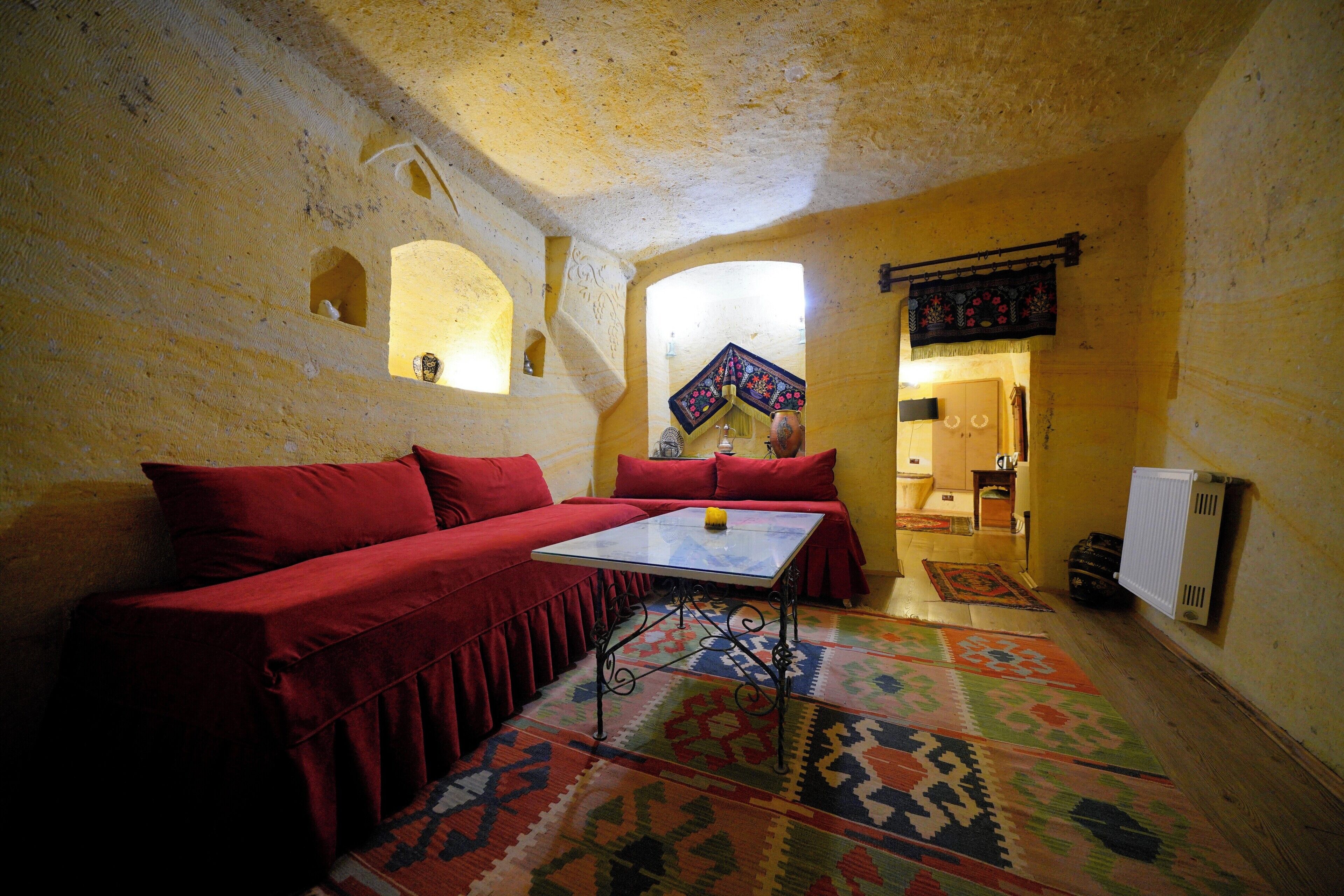 takali family cave suit | living area | tv, toys, heated floors