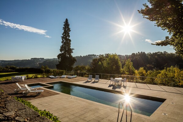 Outdoor pool, pool loungers