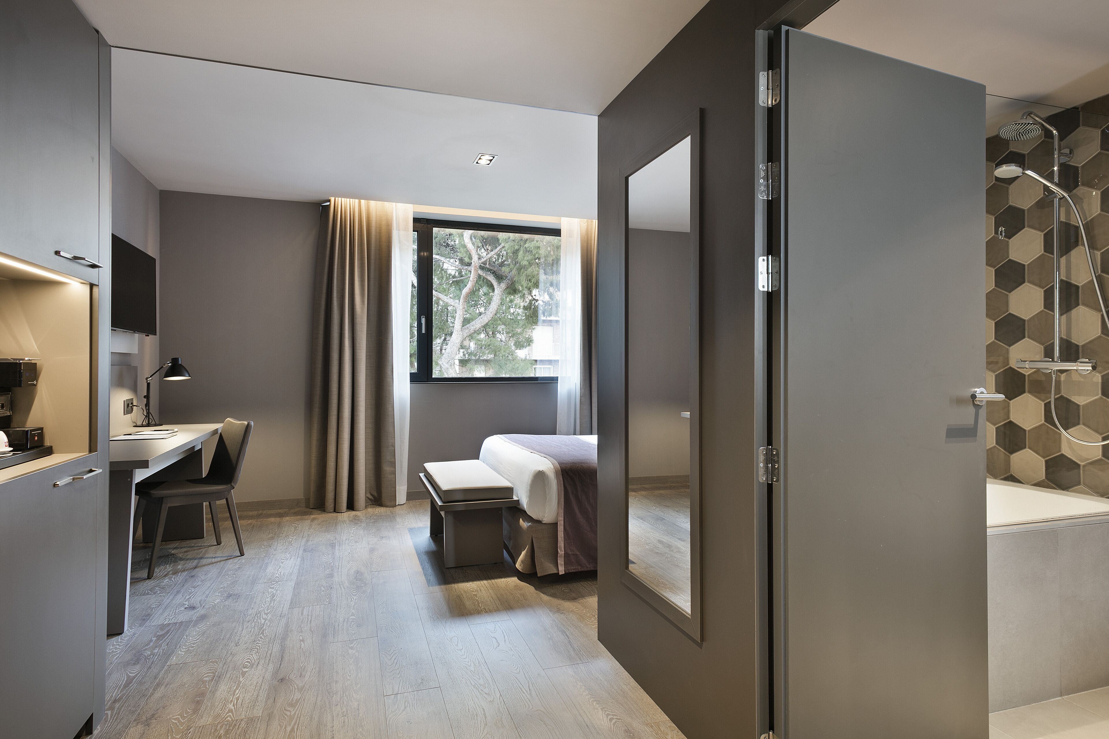 superior double room | bathroom | shower, free toiletries, hair dryer, bathrobes