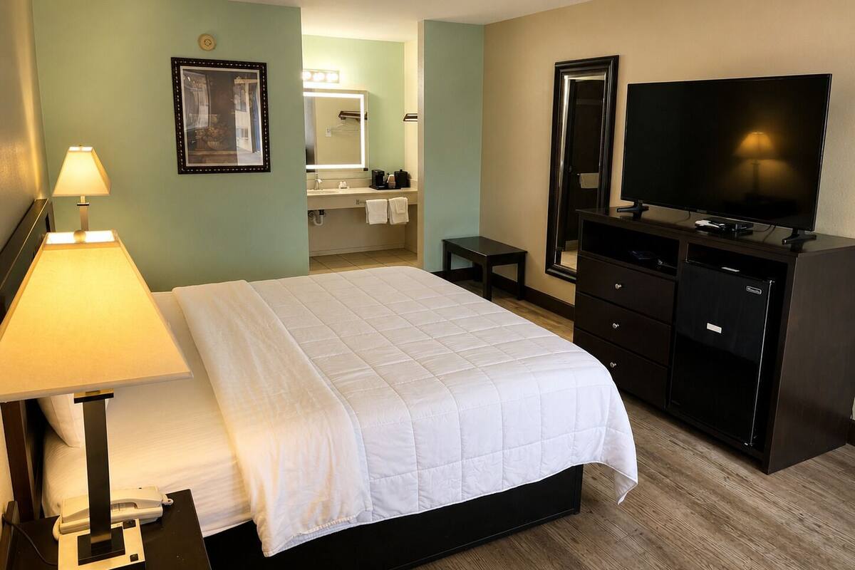 Standard Room, 1 King Bed, Refrigerator & Microwave | Desk, iron/ironing board (on request), WiFi (free)