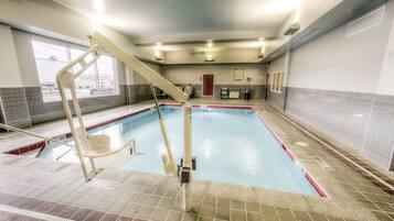 Indoor pool, open 8:00 AM to 11 PM, sun loungers