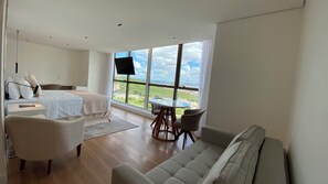 Suite estudio ejecutiva | Minibar, caja de seguridad en la habitación y muebles diferentes