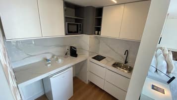Suíte estúdio executiva | Frigobar, cofres nos quartos, individualmente mobiliados