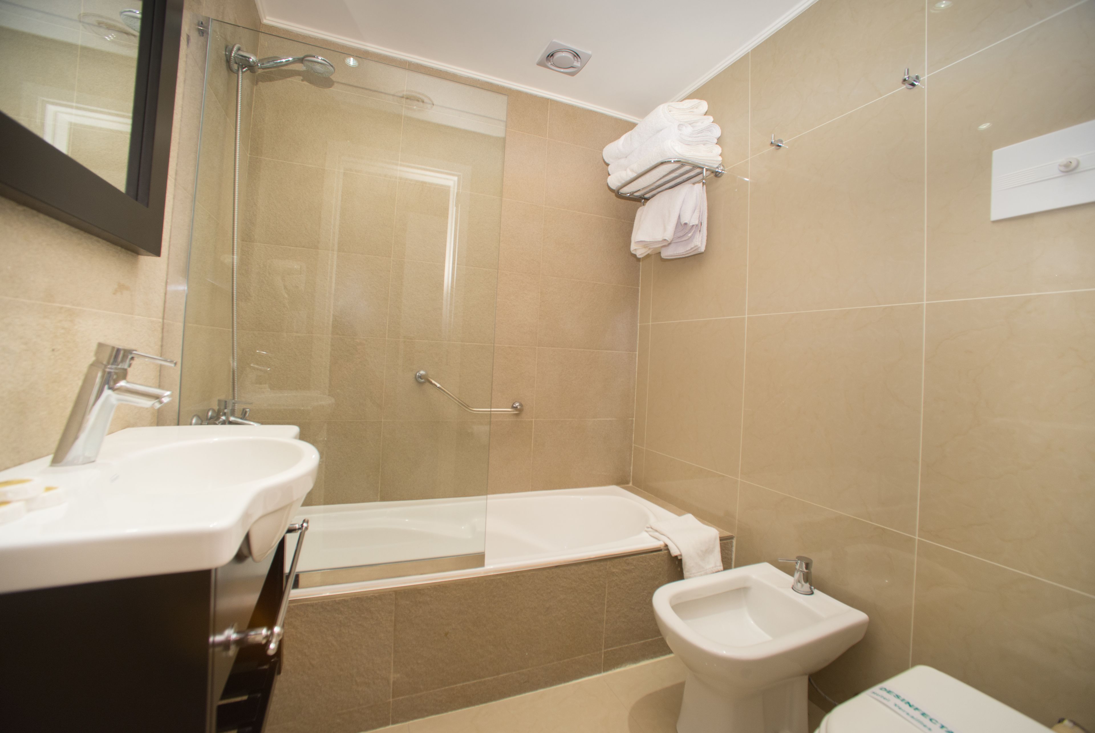 shower, free toiletries, hair dryer, bidet
