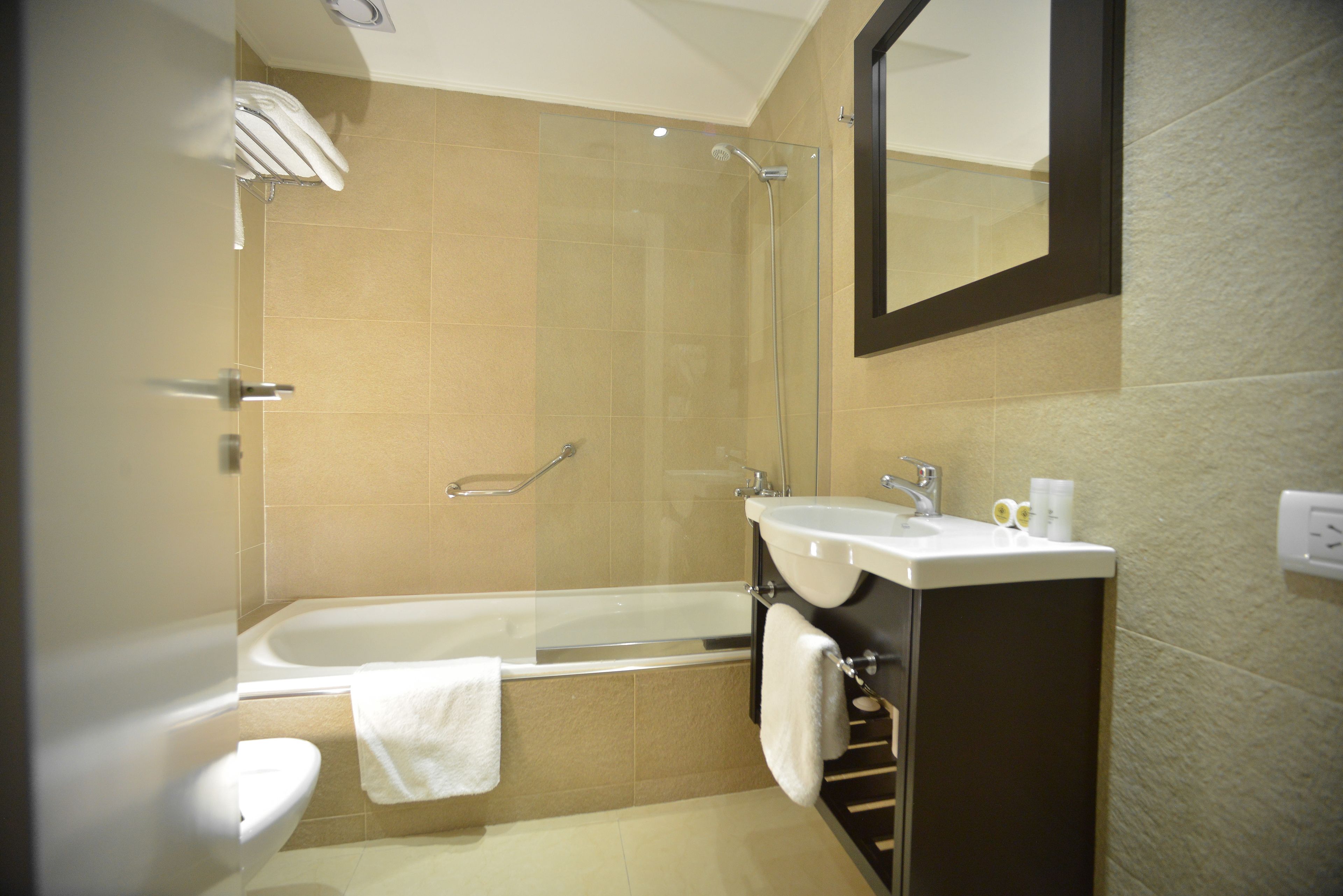 shower, free toiletries, hair dryer, bidet