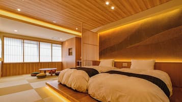 Chambre Supérieure avec lits jumeaux, 2 chambres, non-fumeurs, vue jardin (Modern Japanese) | Coffres-forts dans les chambres, Wi-Fi gratuit, draps fournis