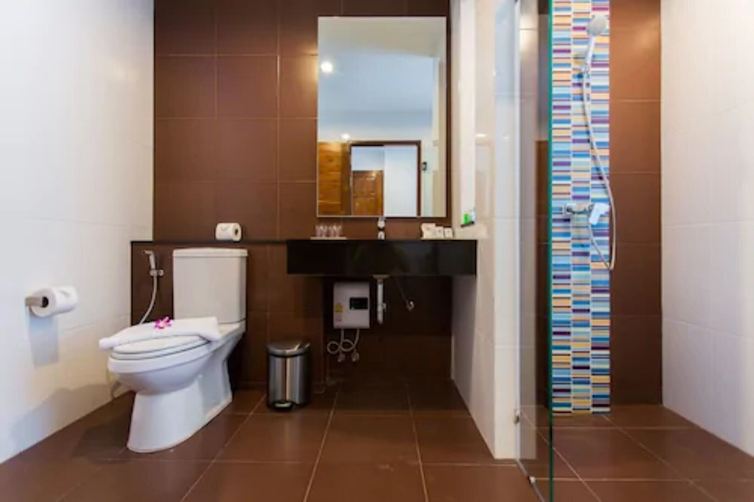 shower, free toiletries, hair dryer, bathrobes