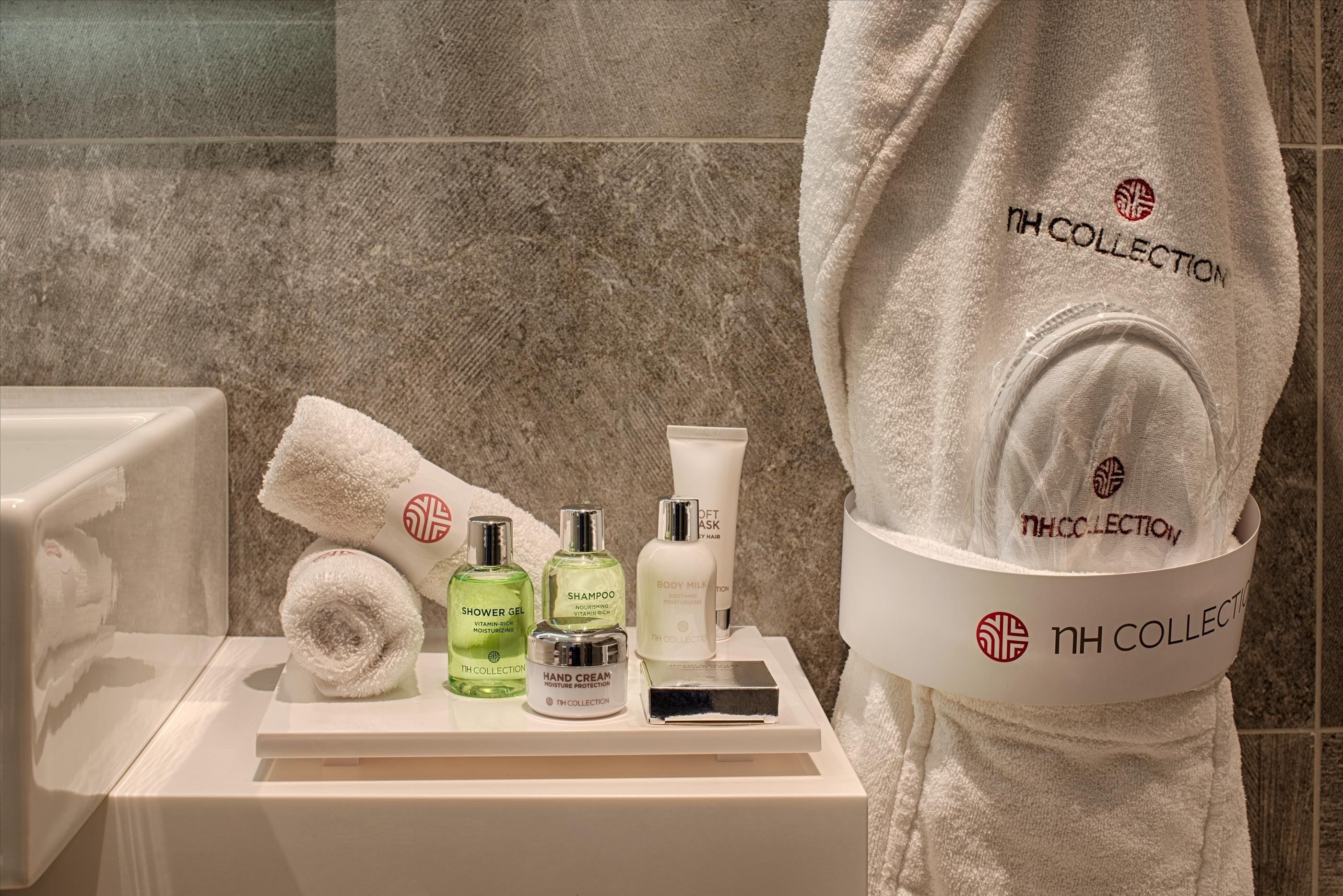 shower, eco-friendly toiletries, hair dryer, bathrobes