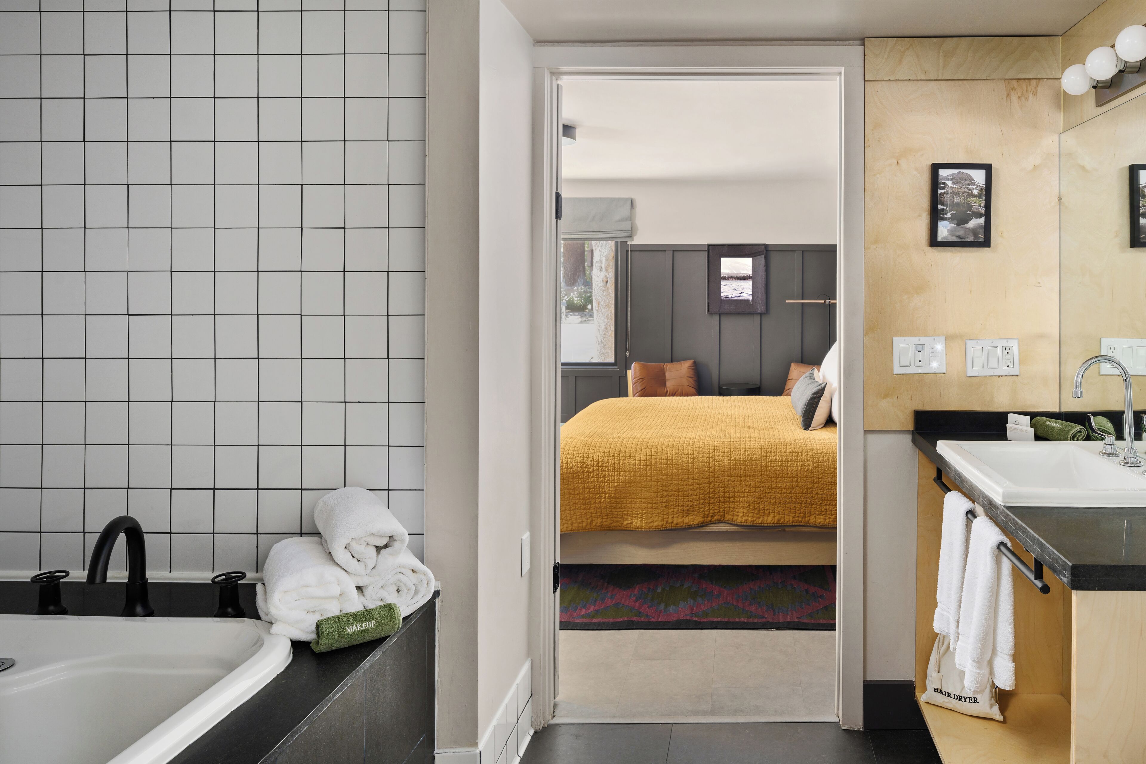 hypo-allergenic bedding, blackout curtains, iron/ironing board