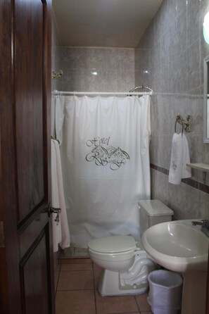 Shower, free toiletries, towels - Hotel Real Santa Fe (San Juan de los Lagos)