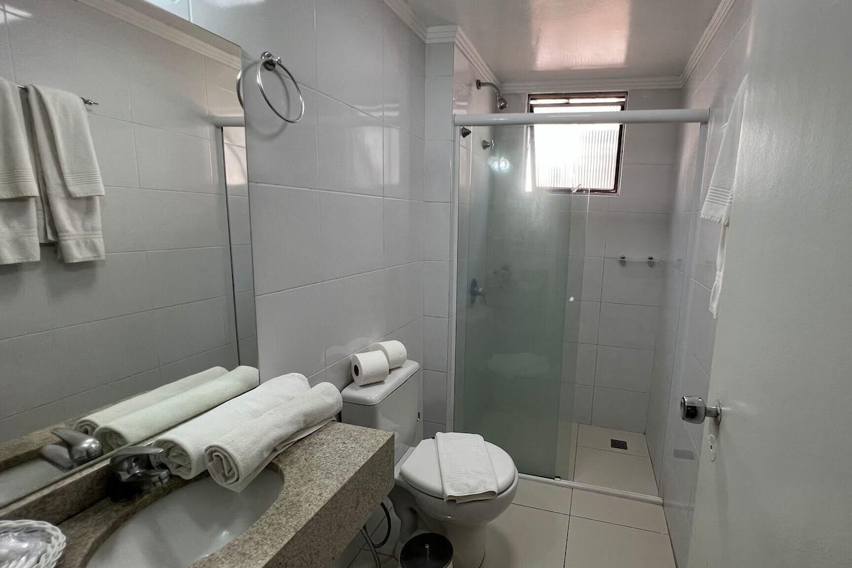 Bathroom | Shower, hair dryer, towels