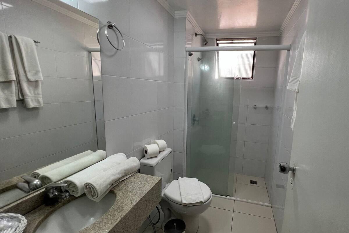 Bathroom | Shower, hair dryer, towels