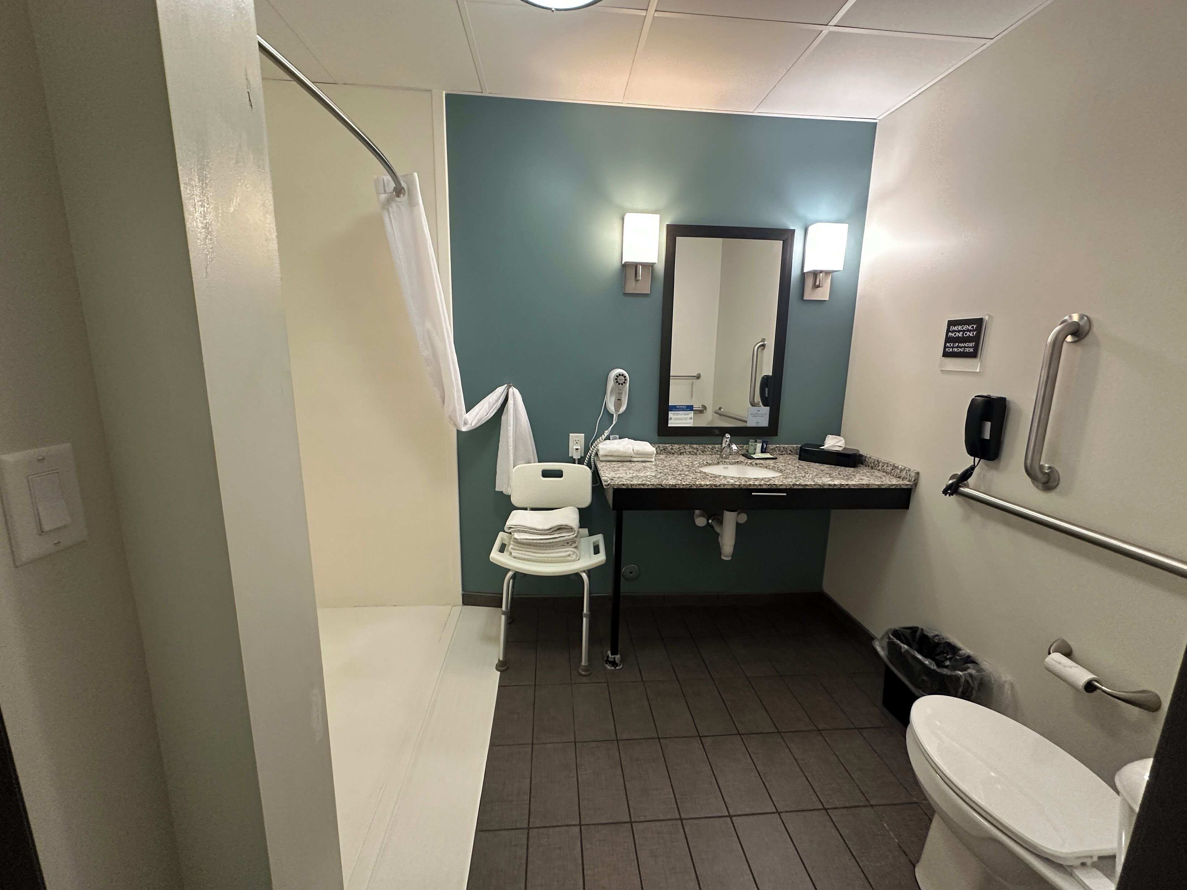 room, 1 king bed, accessible, non smoking | bathroom | rainfall showerhead, free toiletries, towels