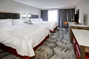 Room, 2 Queen Beds, Non Smoking, Refrigerator | In-room safe, desk, laptop workspace, iron/ironing board - Hampton Inn & Suites by Hilton Medicine Hat (Medicine Hat)