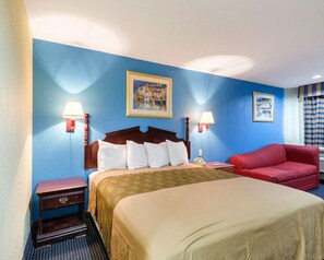 Desk, free WiFi, bed sheets