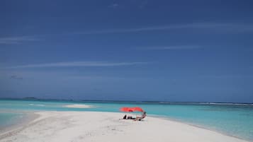 On the beach, scuba diving