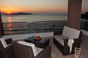 Superior Apartment, Sea View | Balcony view - Golden Bay Suites (Chania)