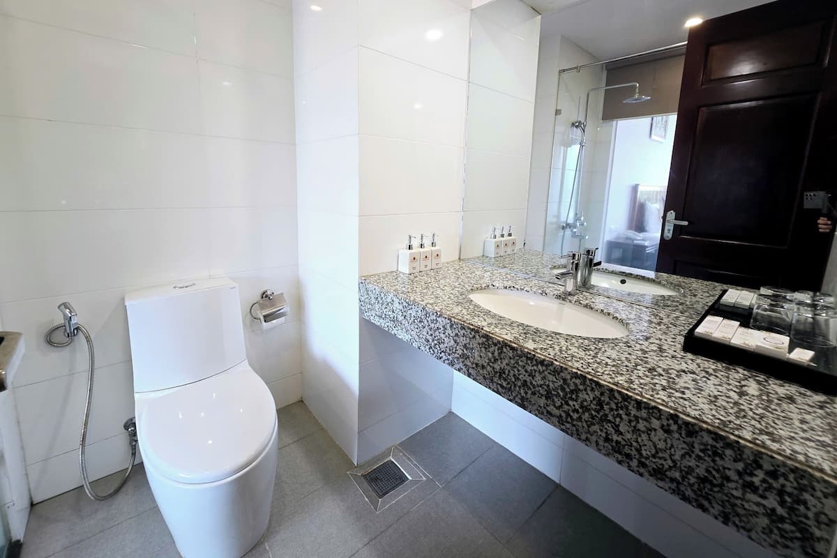 premium double or twin room | bathroom | shower, rainfall showerhead, free toiletries, hair dryer