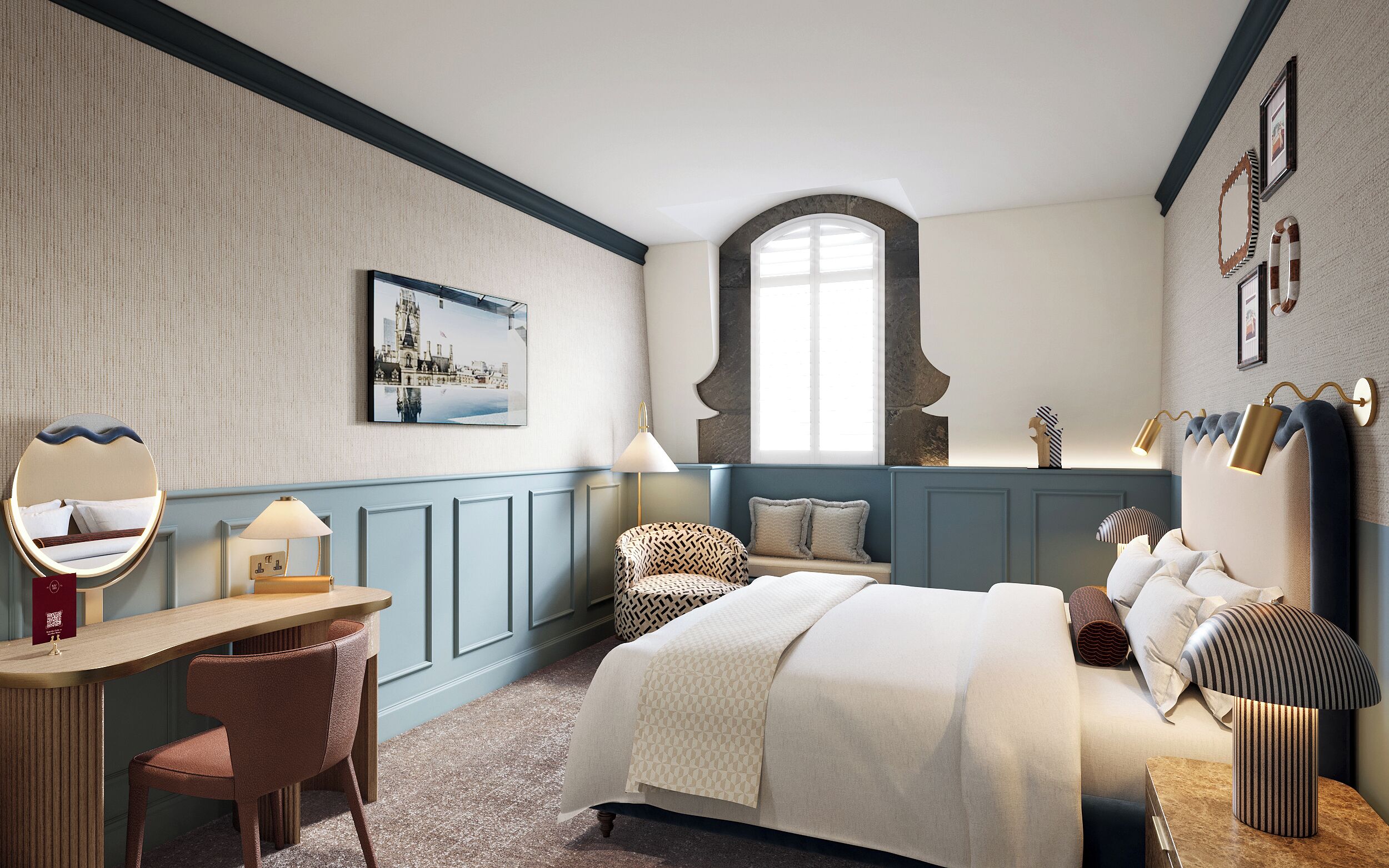 Snug Room | エジプト綿のシーツ、高級寝具、ミニバー、セーフティボックス (室内)