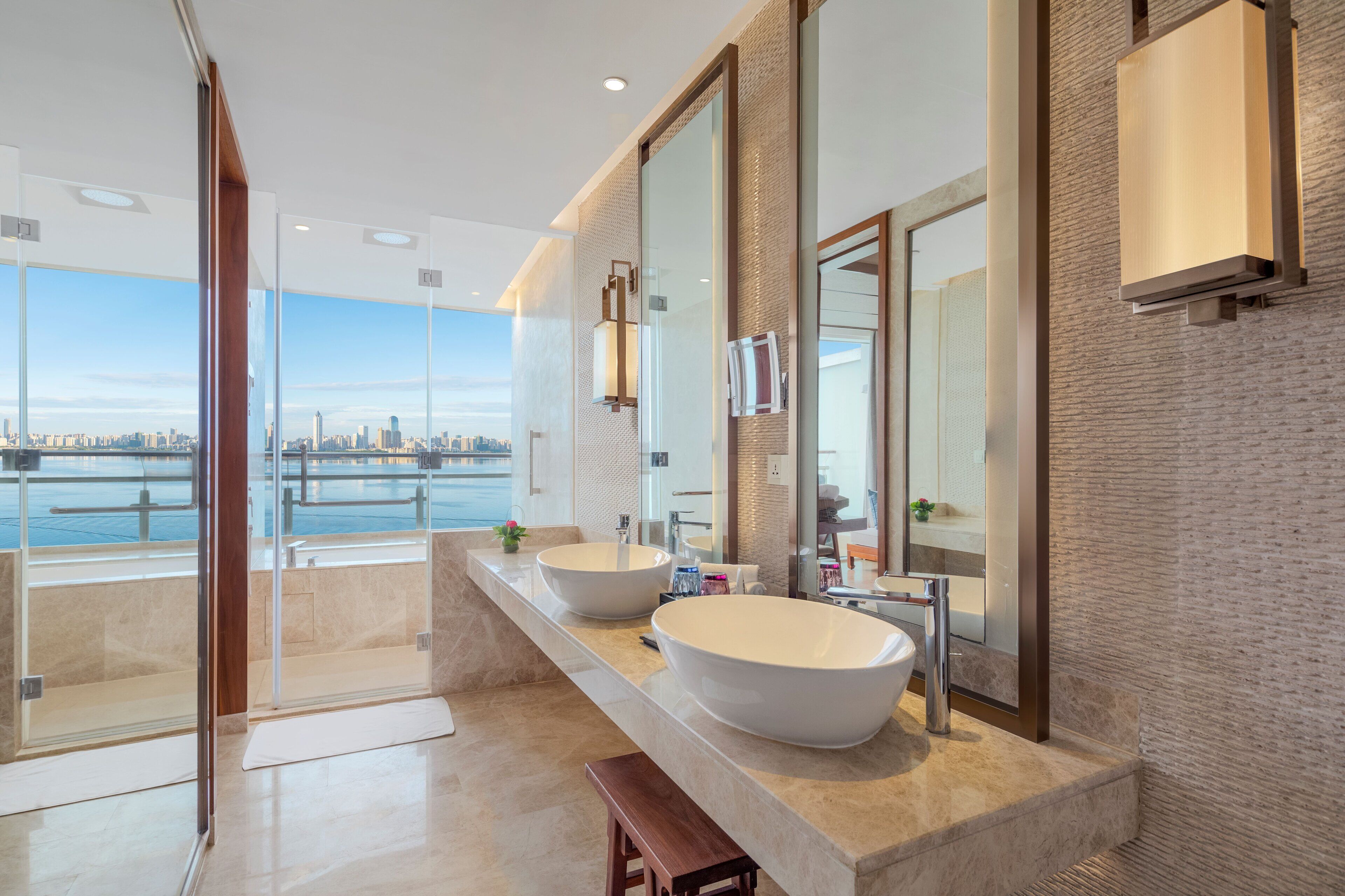 premium room, 2 single beds, accessible, club lounge access (sea view) | bathroom | shower, free toiletries, hair dryer, bathrobes