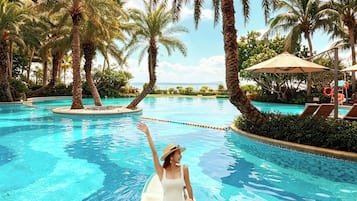 2 outdoor pools, open 7:00 AM to 10:00 AM, sun loungers