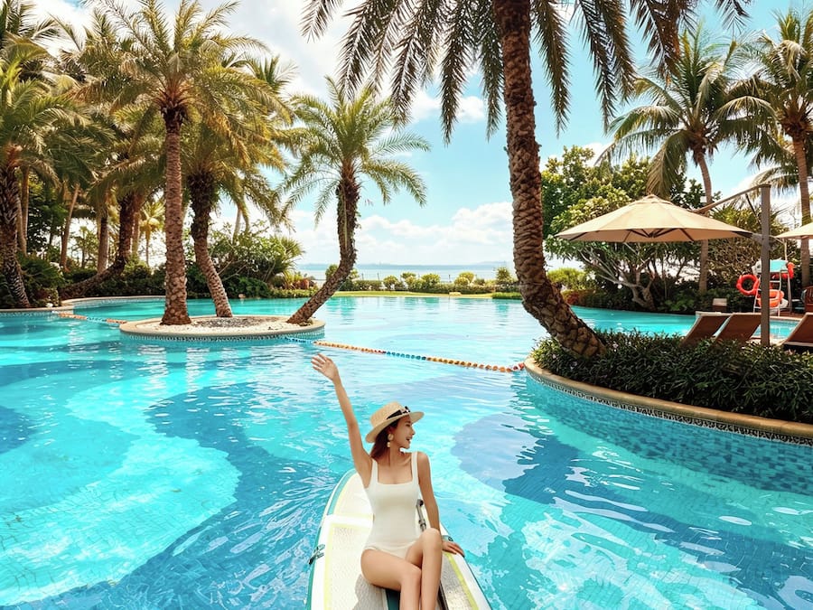 2 piscinas externas, funciona das 7h às 10h, espreguiçadeiras
