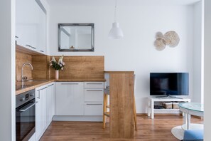 Apartment, 1 Bedroom, Balcony | Private kitchenette | Full-size fridge, dishwasher, cookware/dishes/utensils - Charming & Cozy Ambiente Apartments (Bratislava)