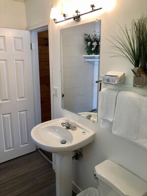 Standard Room, 1 King Bed | Bathroom | Combined shower/tub, free toiletries, hair dryer, towels