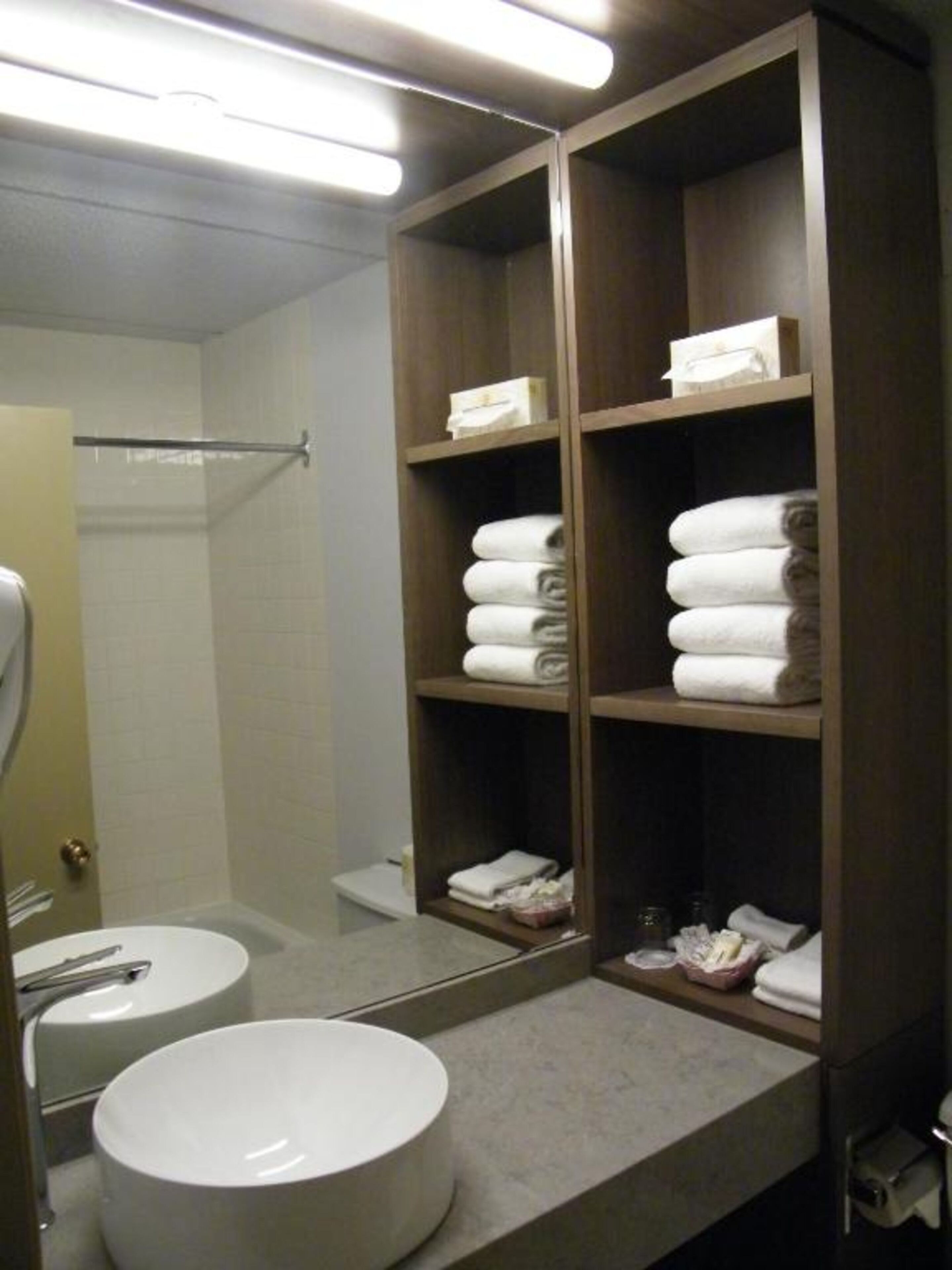 combined shower/bathtub, free toiletries, hair dryer, towels