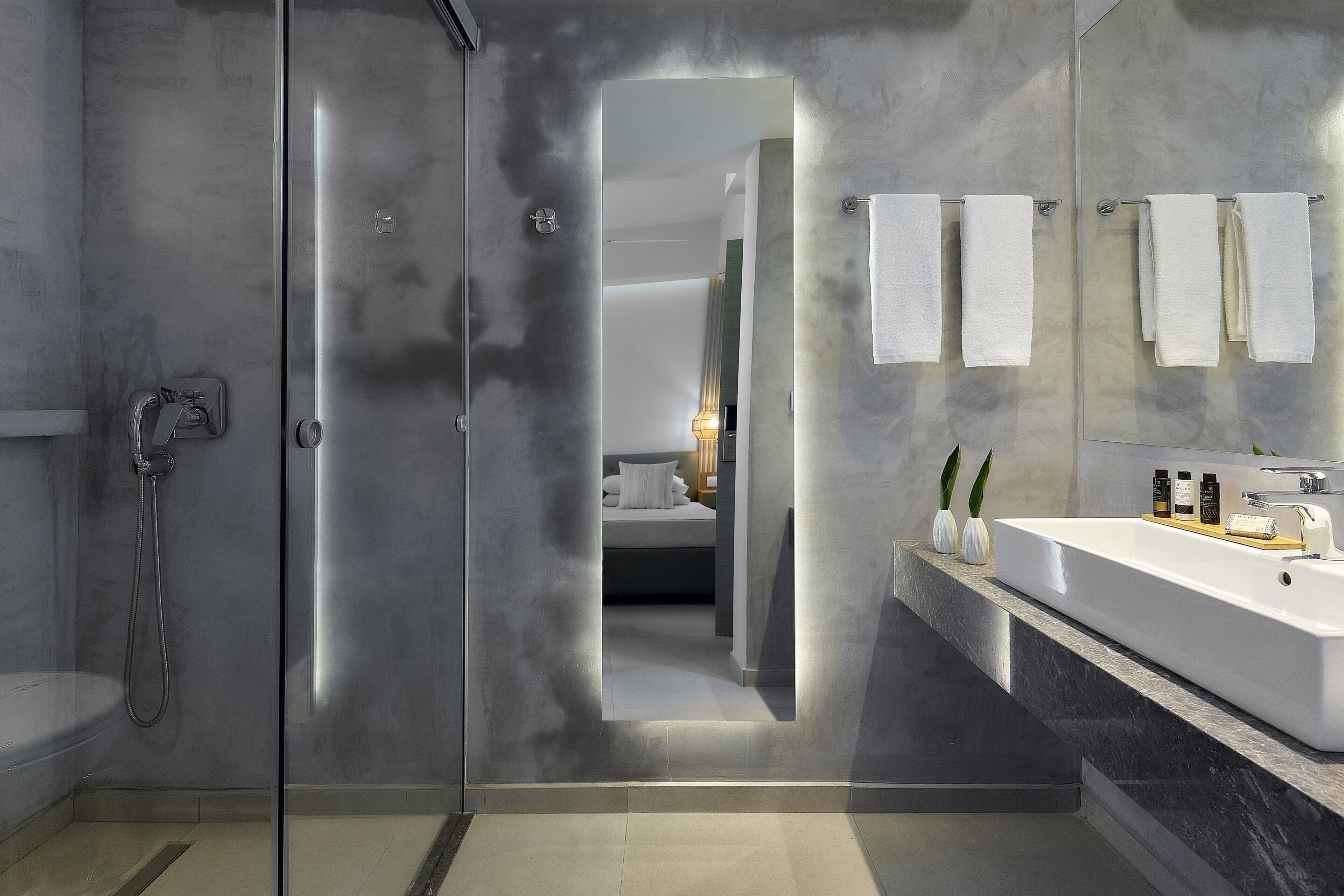 hair dryer, towels, shampoo, toilet paper