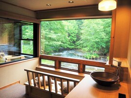 Twin Room A with Private Hot Spring, Non Smoking, 【River View】 | Balcony view