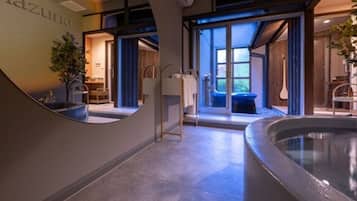 Luxury Kyoto Townhouse with open-air bath, Non Smoking (Ages 13+ only, Stairs inside guestroom) | Bathroom | Separate tub and shower, deep soaking tub, rainfall showerhead
