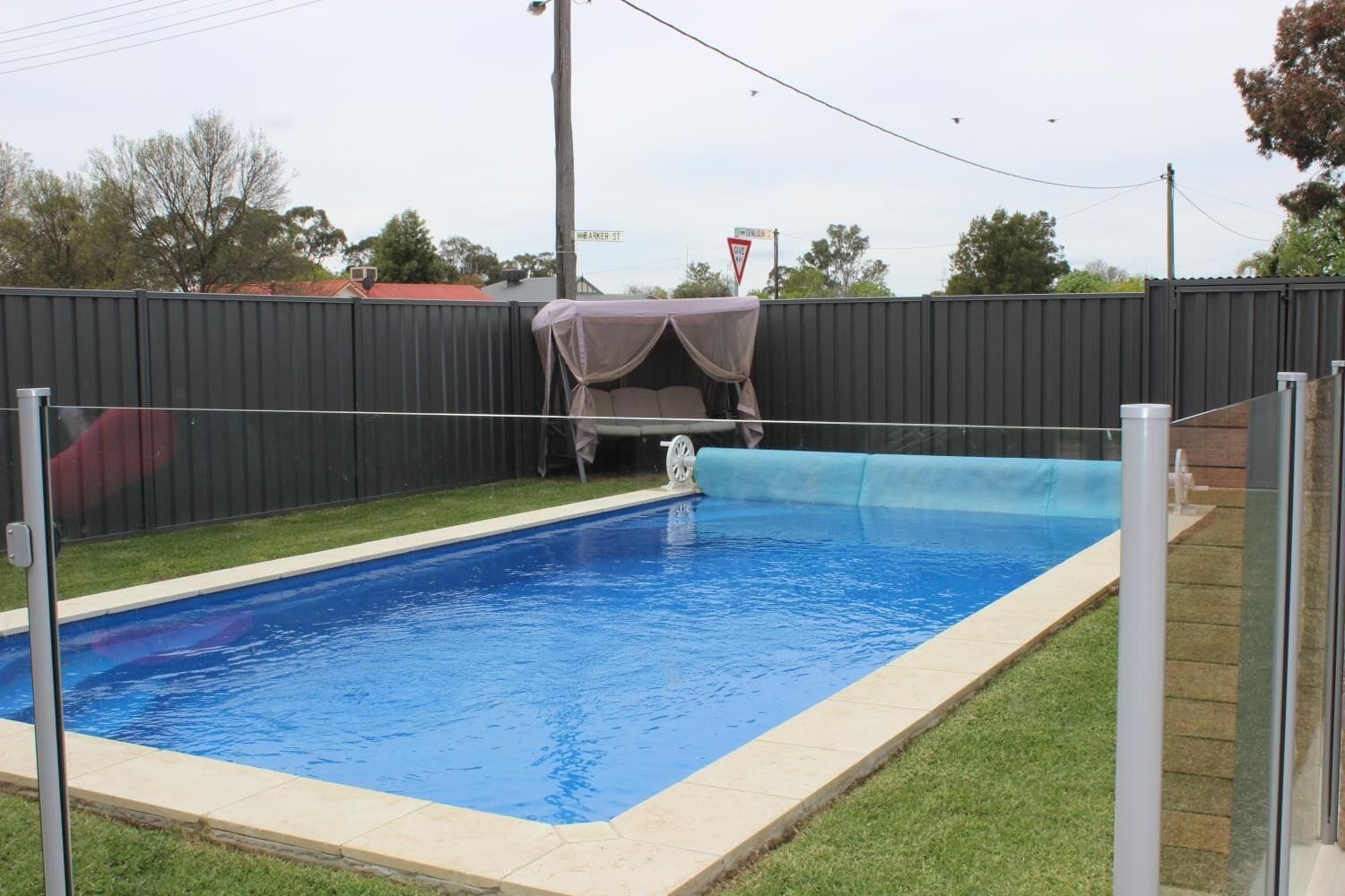 Outdoor pool, sun loungers