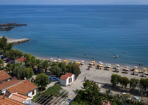 On the beach, beach umbrellas