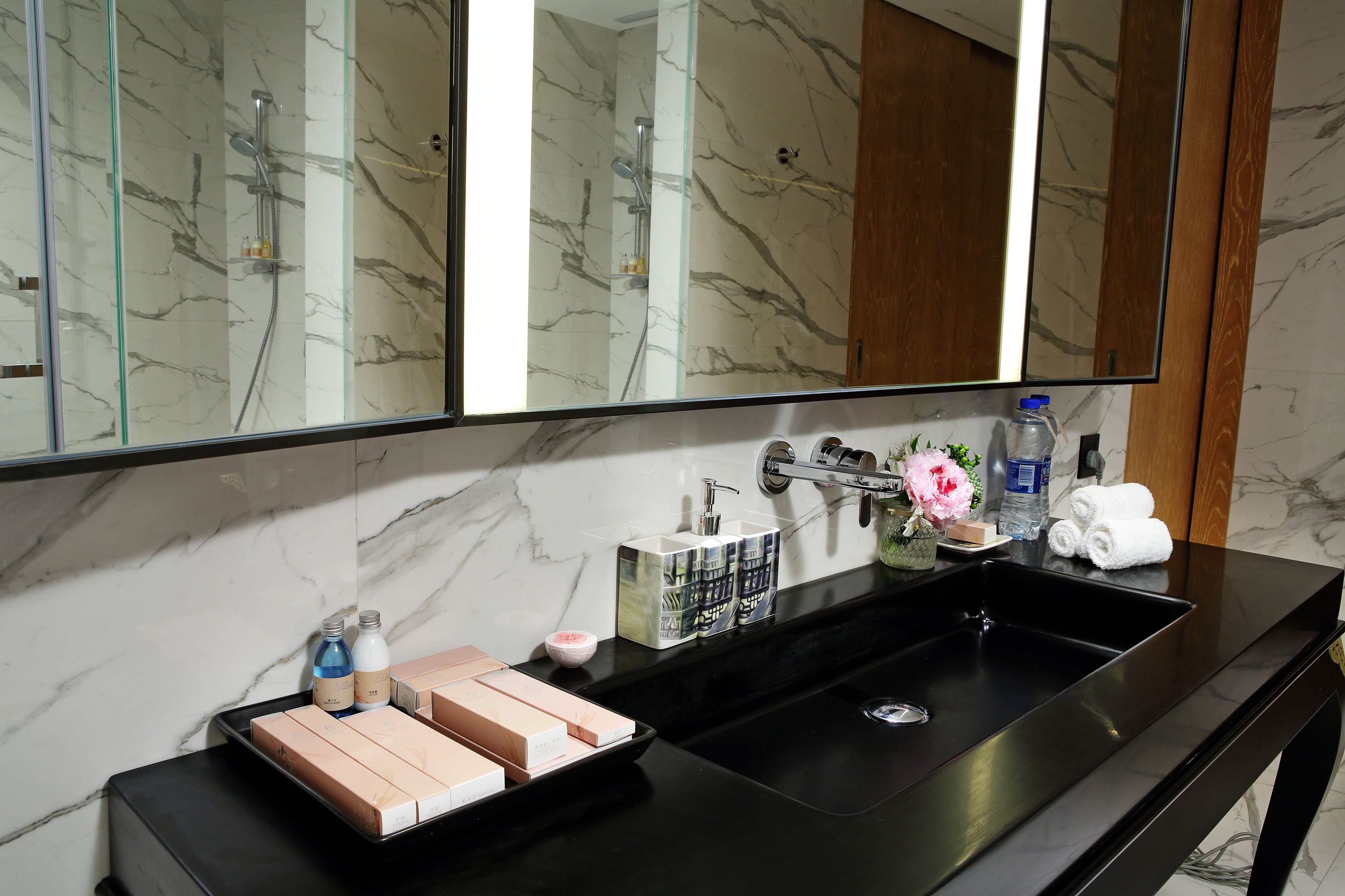 free toiletries, bathrobes, slippers, towels