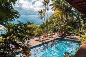 Outdoor pool, sun loungers